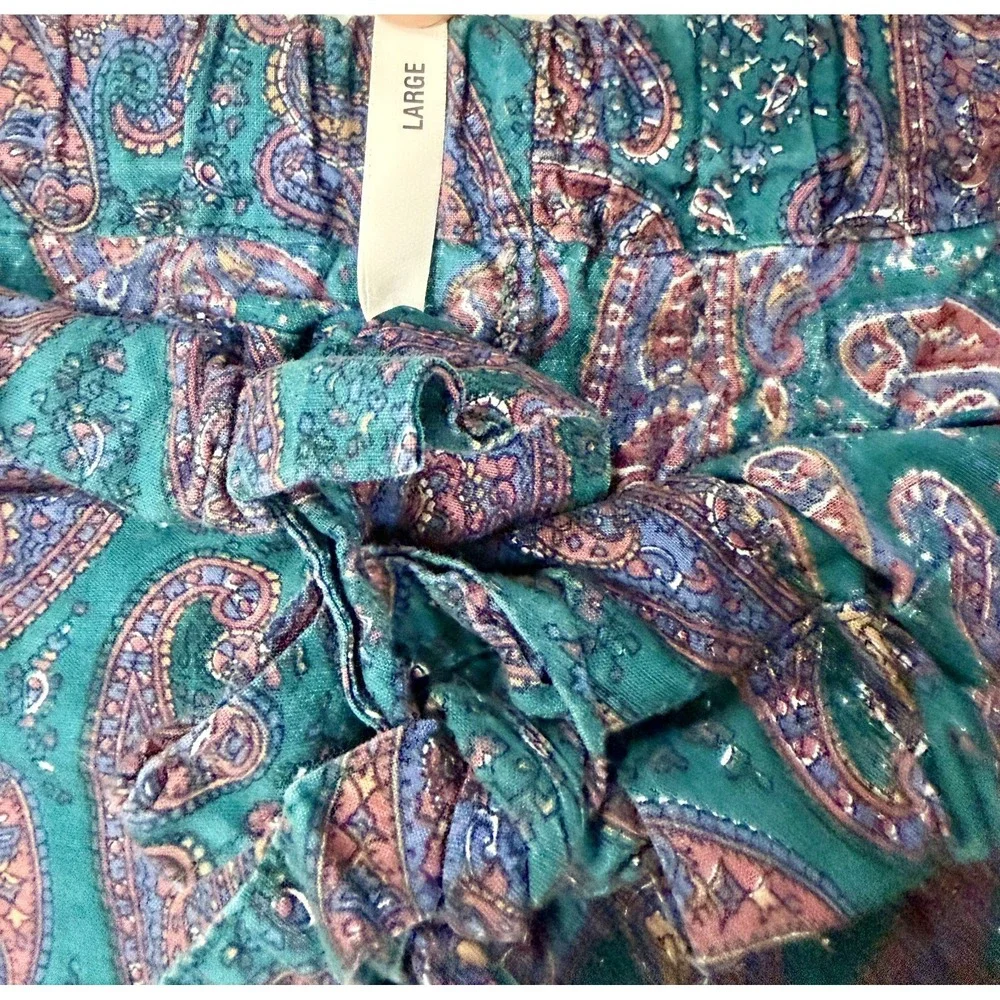 VTG Christian Dior Monsieur Le Connaisseur Pajamas Set Large Paisley Teal Purple